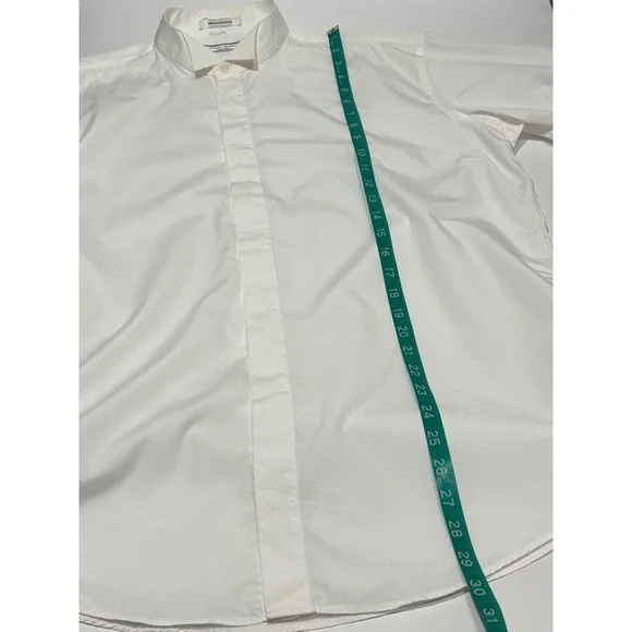Yves Saint Laurent White Vtg French Cuff Formal Dress Shirt Mens 17 34-35 Logo